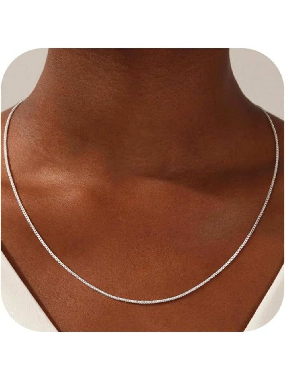 Elegant S925 Sterling Silver Box Necklace for Women - 1mm/1.5mm/2mm Options
